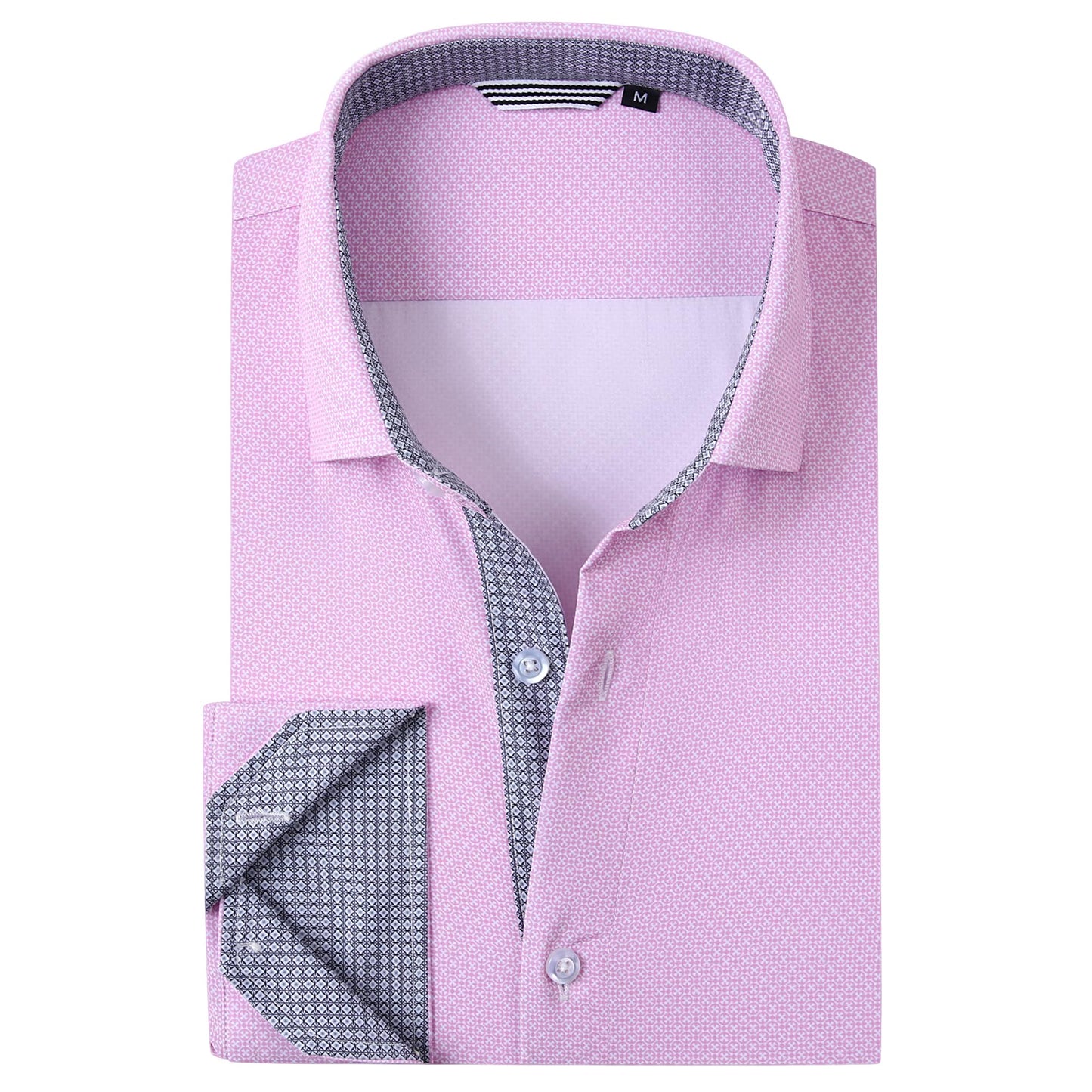 HOTAlex Vando Mens Printed Dress Shirts Regular Fit Casual Button Down Shirt | Wrinkle resistant, Machine washable, Contrast on inner collar & cuff, True-to-size cut, Business & Daily, Easy outfit pairing