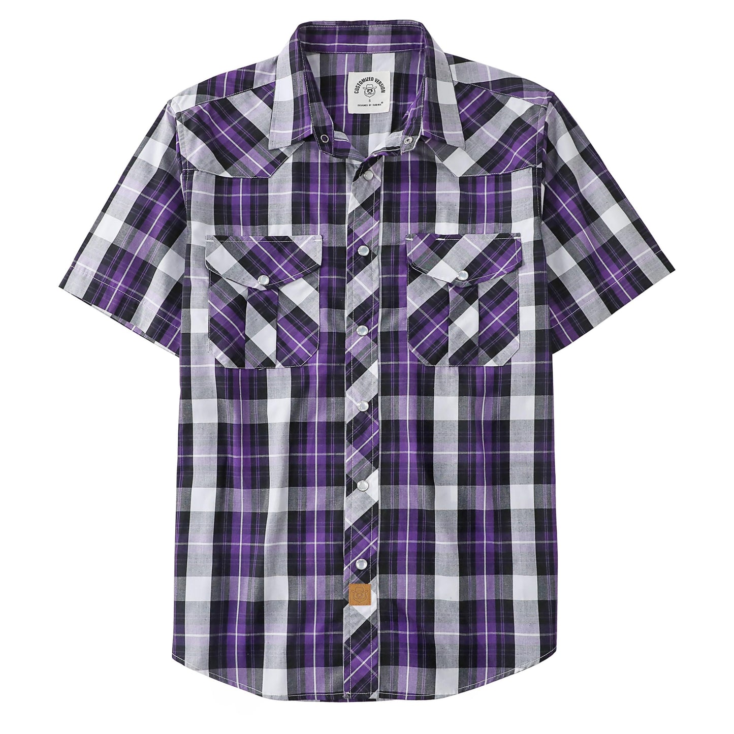 HOTDubinik® Western Shirts for Men Short Sleeve Plaid Pearl Snap Shirts for Men Button Up Shirt Cowboy Casual Work Shirt
