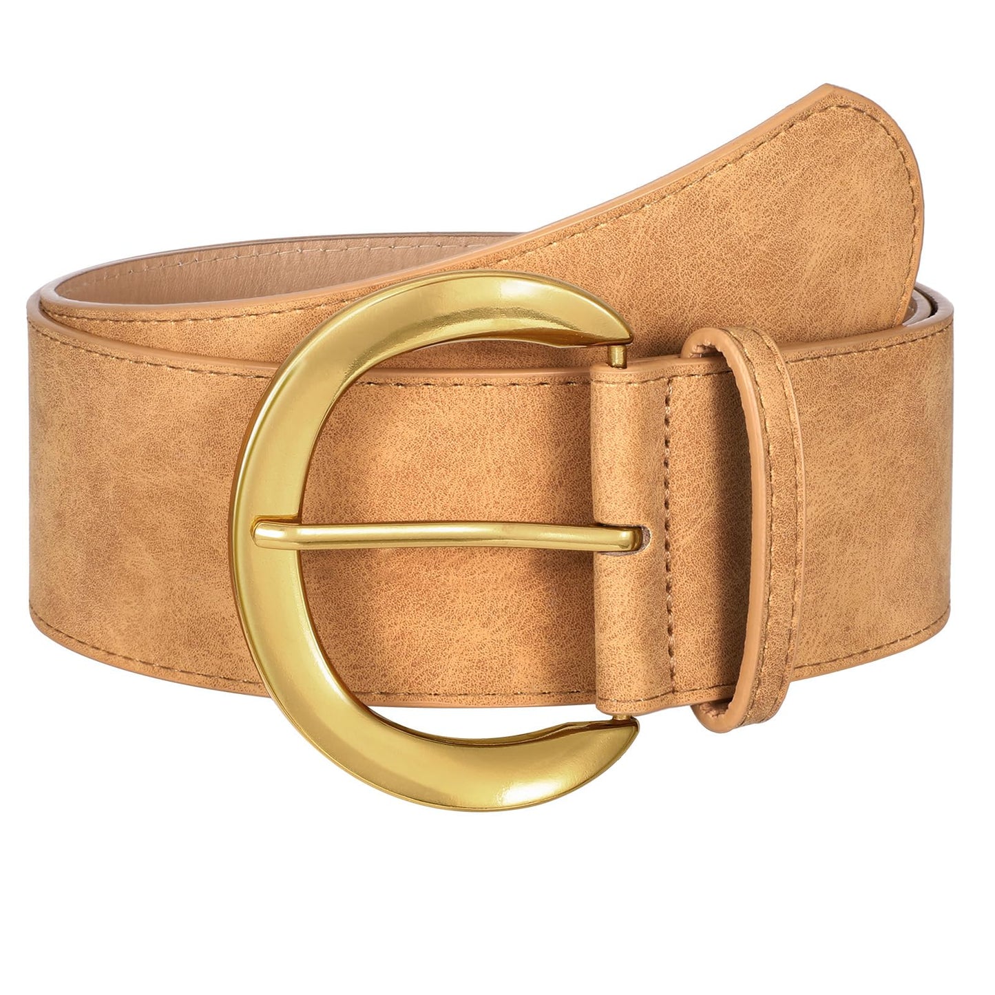 HOTWHIPPY Women’s Wide Leather Belt for Dresses Fashion Casual Laides Thick Suede Belt with Gold Buckle