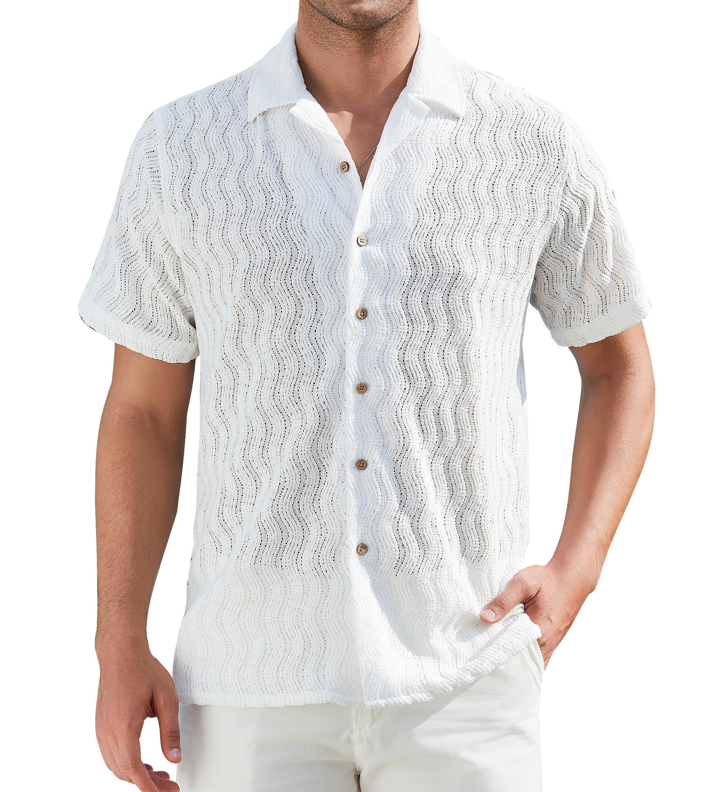 HOTDamipow Mens Casual Button Down Shirts Short Sleeve Fashion Vacation Beach Shirts