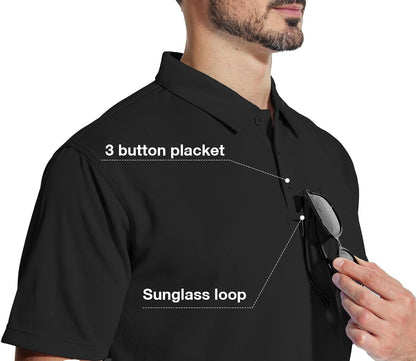HOTZITY 5 Pack Polo Shirts for Men with Pocket Dry Quickly Short Sleeve Athletic Outdoor Work Collared Shirts