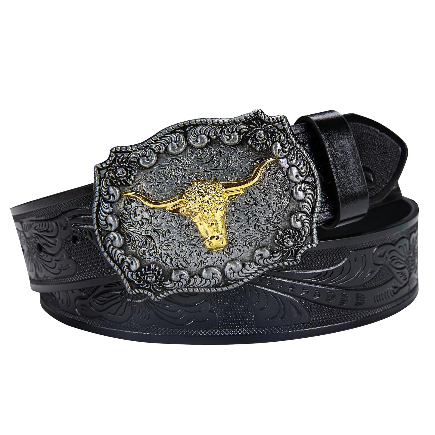 HOTDubulle Womens Belt Chain Leather Belts Vintage Western Adjustable Elastic Double Buckle for Cowboy Pant Dress
