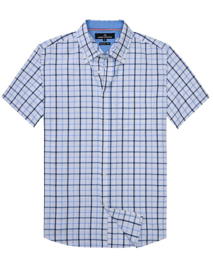 HOTAlimens & Gentle Plaid Mens Short Sleeve Button Down Shirts with Pocket | Lightweight,Button-Down Collar,Regular Fit,Excellent Colors,Breathable,Casual,Cotton Blend,Easy Care