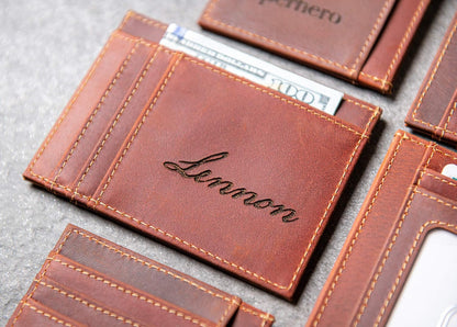 HOTSlim Leather Wallet Personalized With ID Window The Ocala by Left Coast Original
