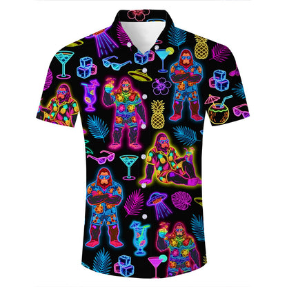 HOTFanient Mens Hawaiian Shirt Summer 3D Print Casual Short Sleeve Button Down Graphic Aloha Dress Shirts