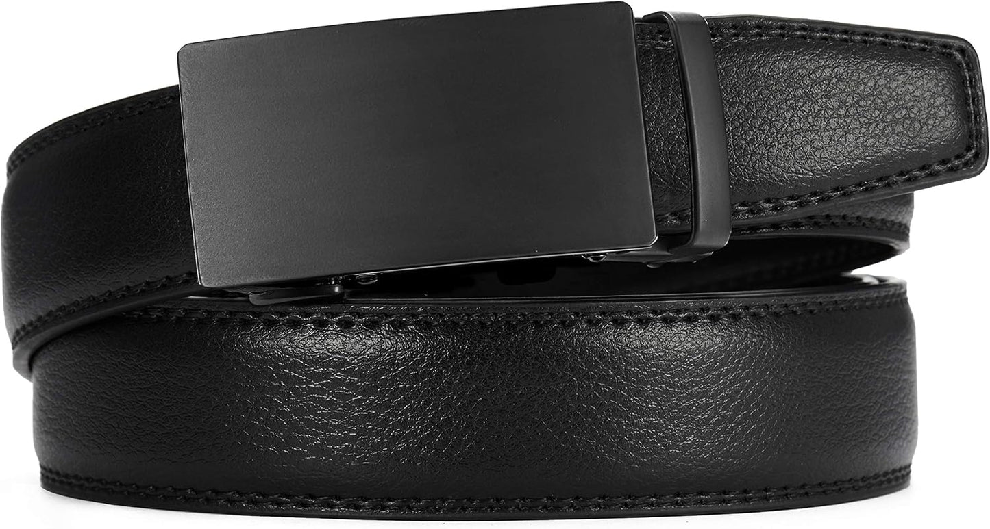 HOTCHAOREN Mens Belt - Mens Ratchet Belt Leather 1 3/8" for Dress Pant - Micro Adjustable Belt Fit Everywhere