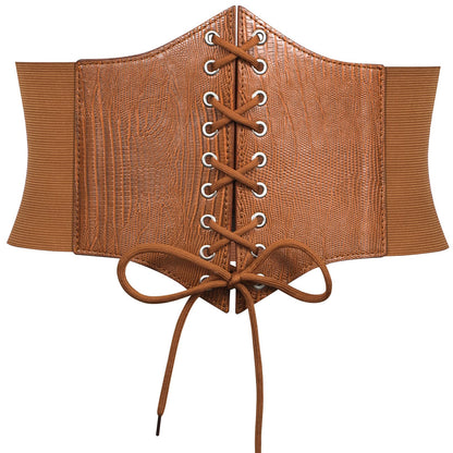 HOTJASGOOD Women’s Elastic Costume Waist Belt Lace-up Tied Waspie Corset Belts for Women