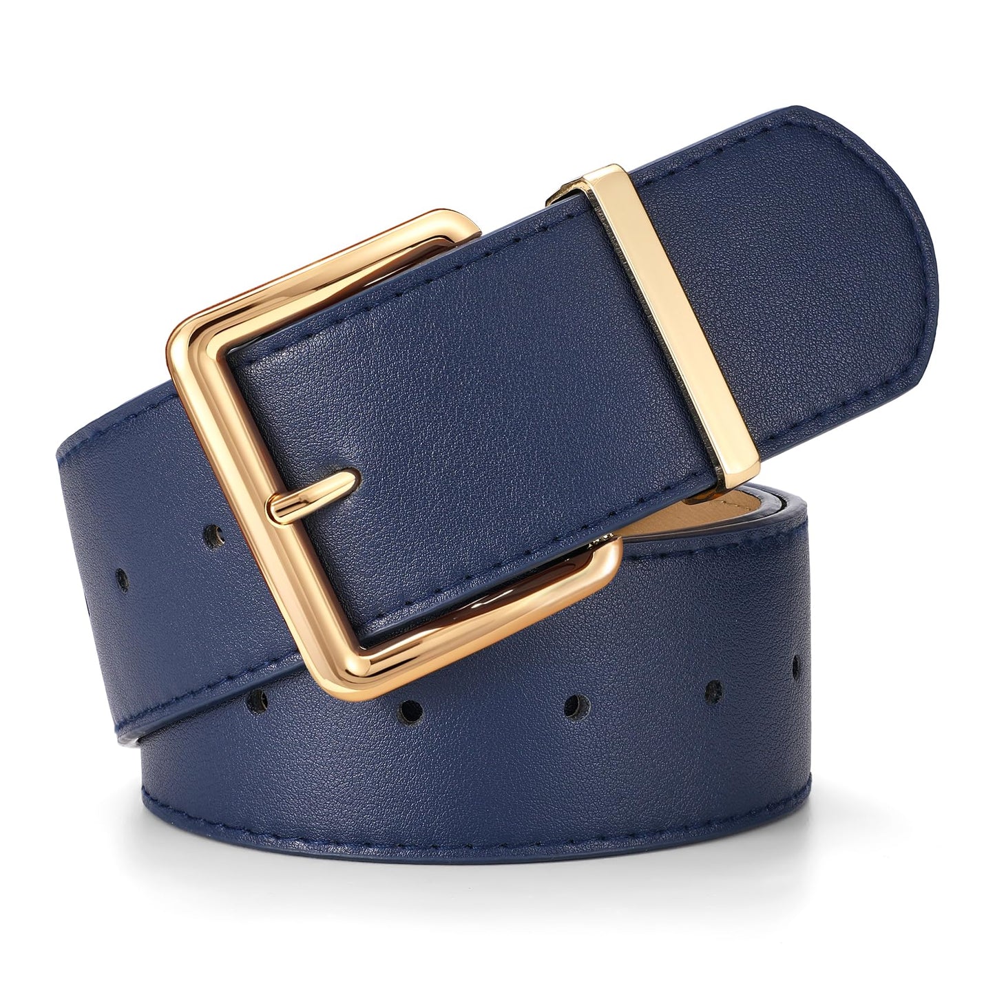 HOTWERFORU Women Wide Belt for Dresses Thick Leather Belt with Big Gold Buckle Fahion Women Chunky Belt