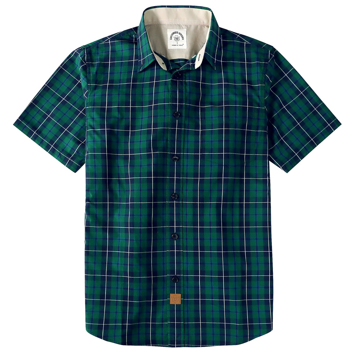 HOTDubinik® Mens Short Sleeve Button Down Shirts 100% Cotton Plaid Men's Casual Button-Down Shirts with Pocket