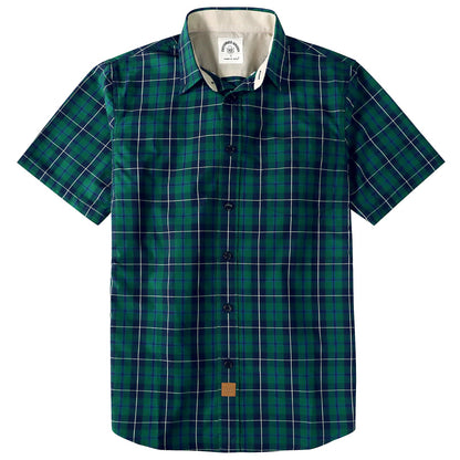 HOTDubinik® Mens Short Sleeve Button Down Shirts 100% Cotton Plaid Men's Casual Button-Down Shirts with Pocket