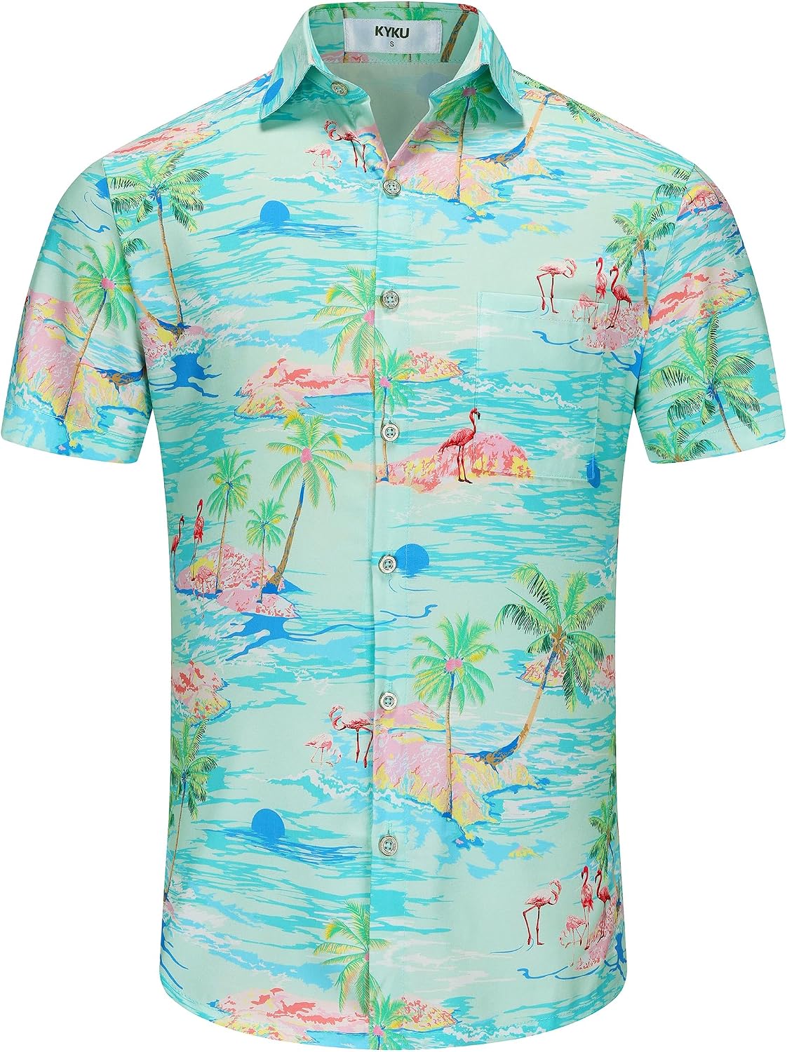 HOTKYKU Funky Hawaiian Shirt for Men Palm Beach Shirts Tropical Vacation Clothes