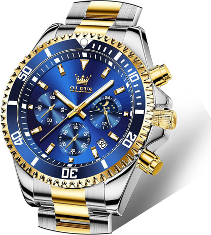 HOTOLEVS Mens Stainless Steel Watch Fashion Luxury Big Face Analog Waterproof