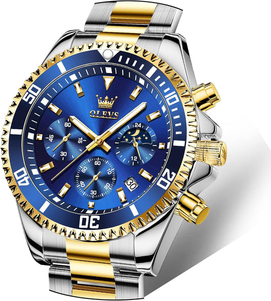 HOTOLEVS Mens Stainless Steel Watch Fashion Luxury Big Face Analog Waterproof