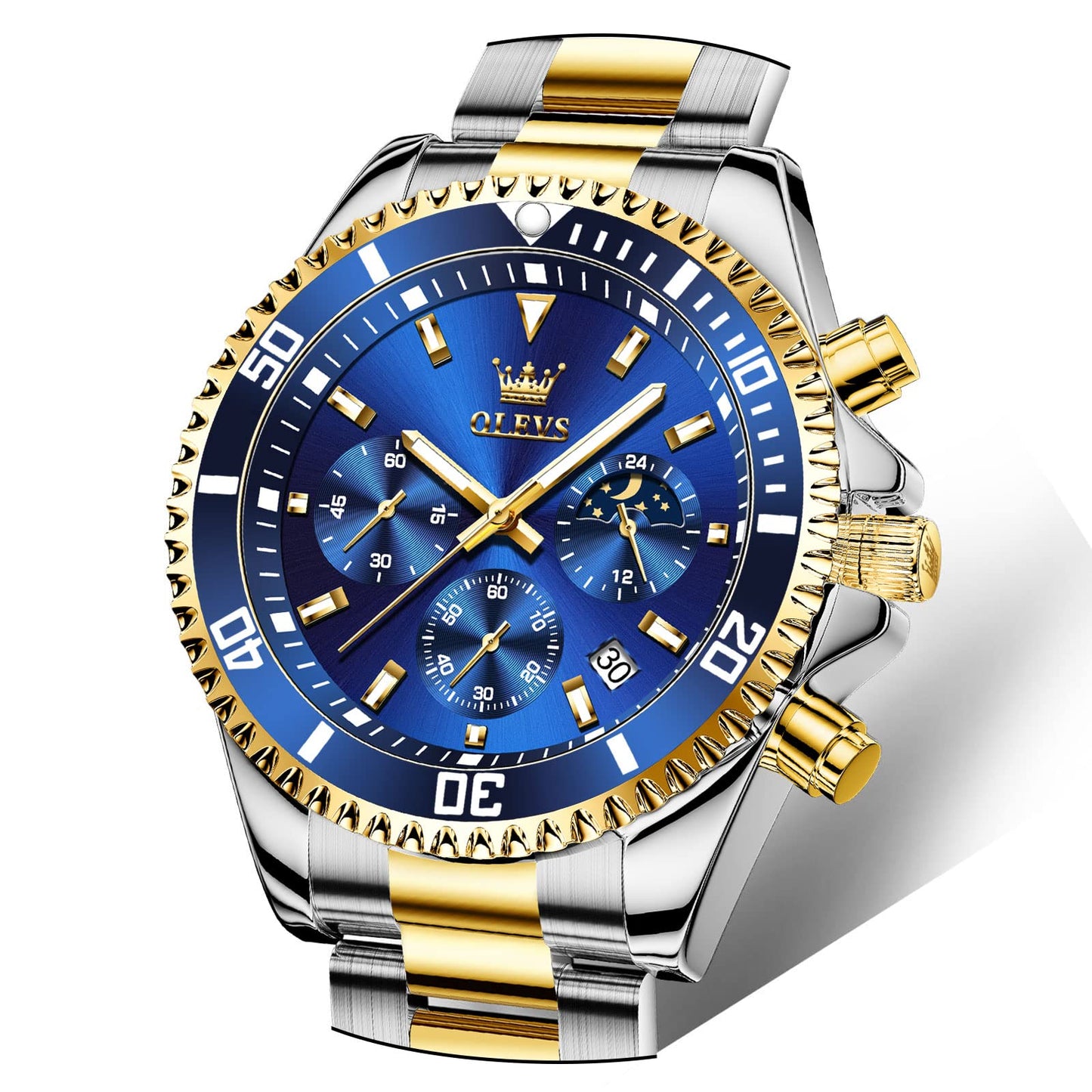 HOTOLEVS Mens Stainless Steel Watch Fashion Luxury Big Face Analog Waterproof