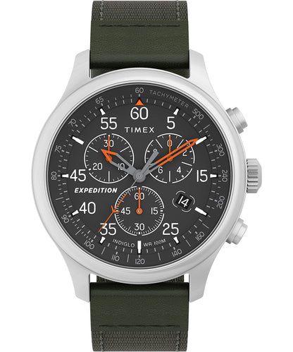 HOTTimex Expedition Field Chronograph 43mm Men’s Analog Watch | INDIGLO Backlight | Durable Comfortable Adjustable Strap | Rugged Outdoor Watch | 100M Water Resistance