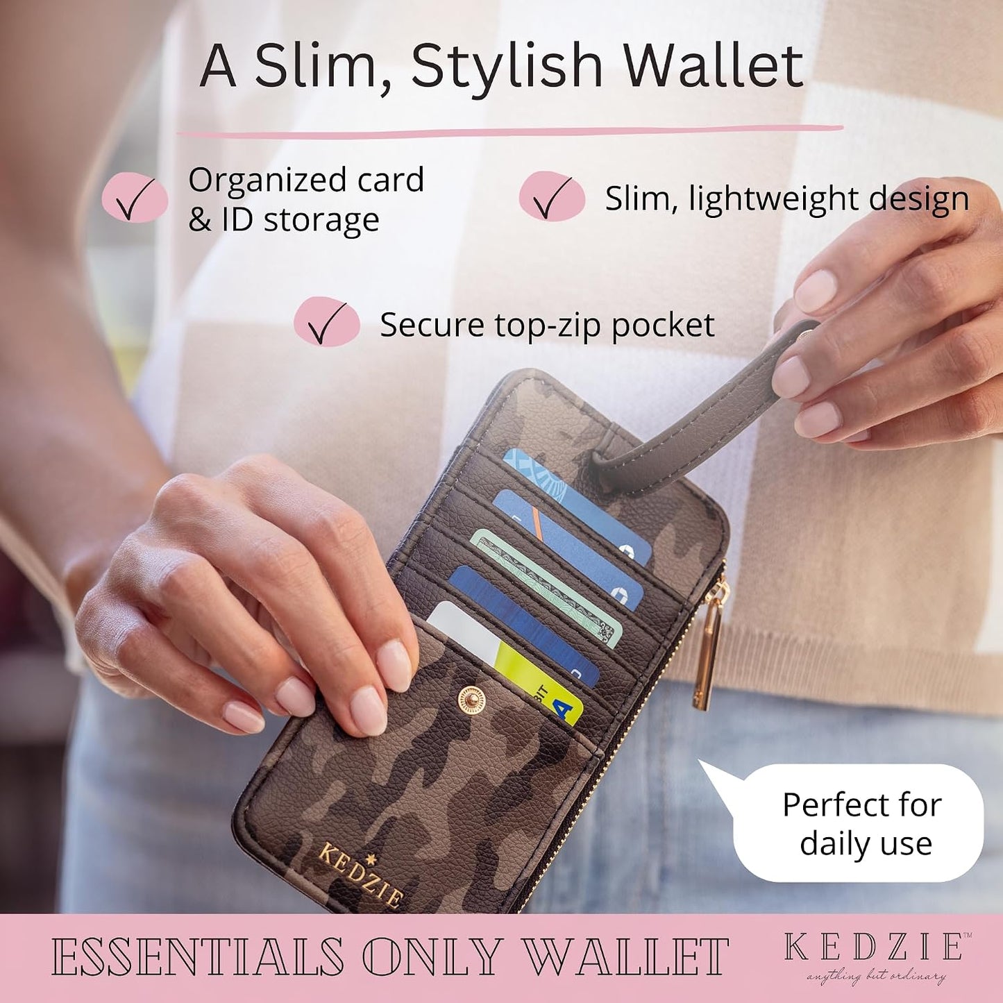 HOTKEDZIE Essentials Women's ID Wallet in Vegan Leather - Glamoflauge