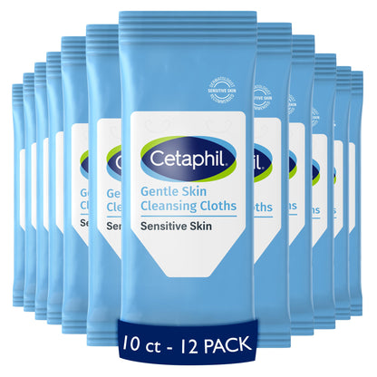HOTCetaphil Cleansing Face & Body Wipes, Fragrance Free, 50ct, 2-Pack | Twin Pack, Hypoallergenic, Fragrance Free, Dry & Sensitive Skin, Flip-Top Closure, For Gym, Travel & Car Use