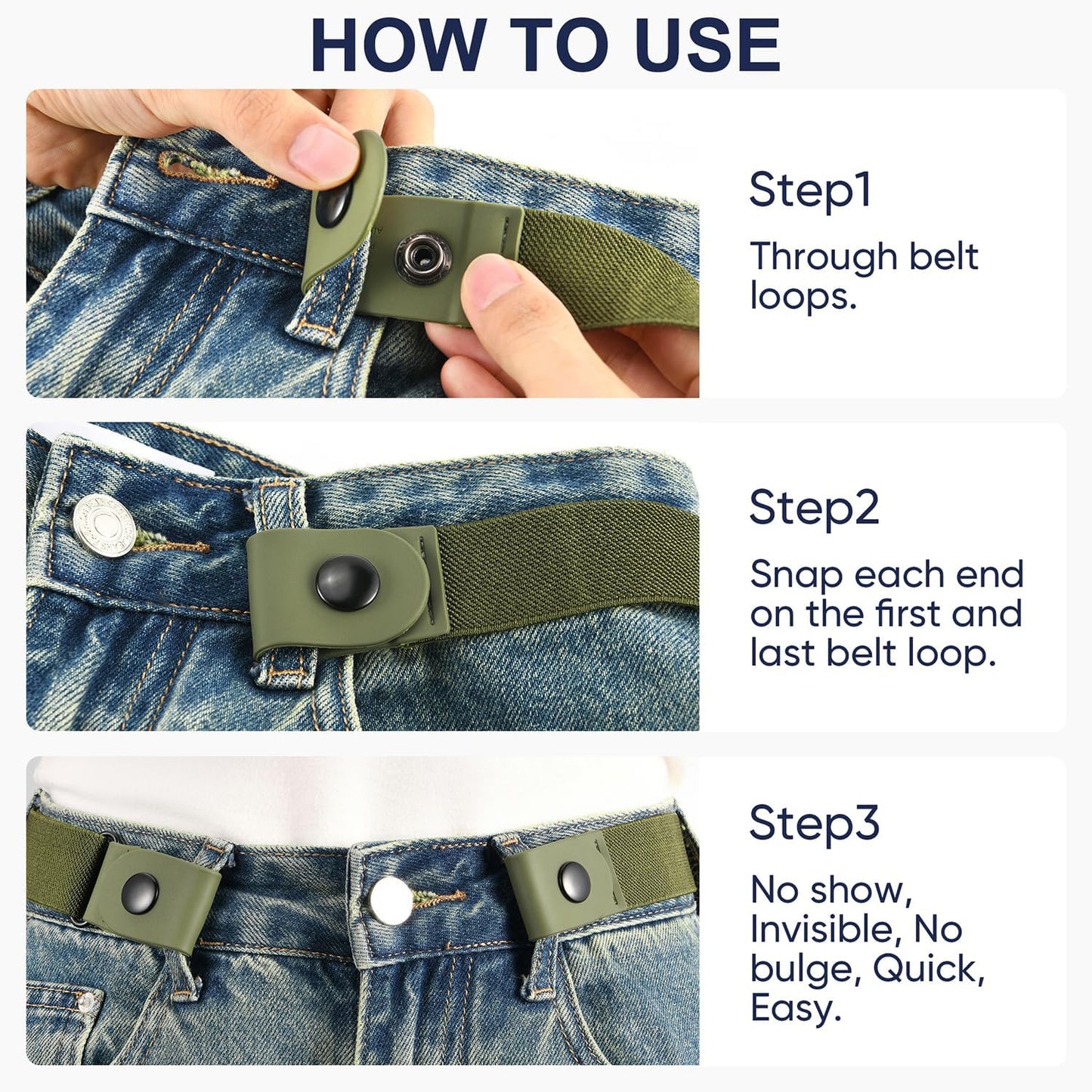 HOTTOURZOO Belts for Women/Men Buckle Free Elastic Belt Invisible No Buckle Stretch Waist Belt For Jean Pants,Dresses,No Bulge