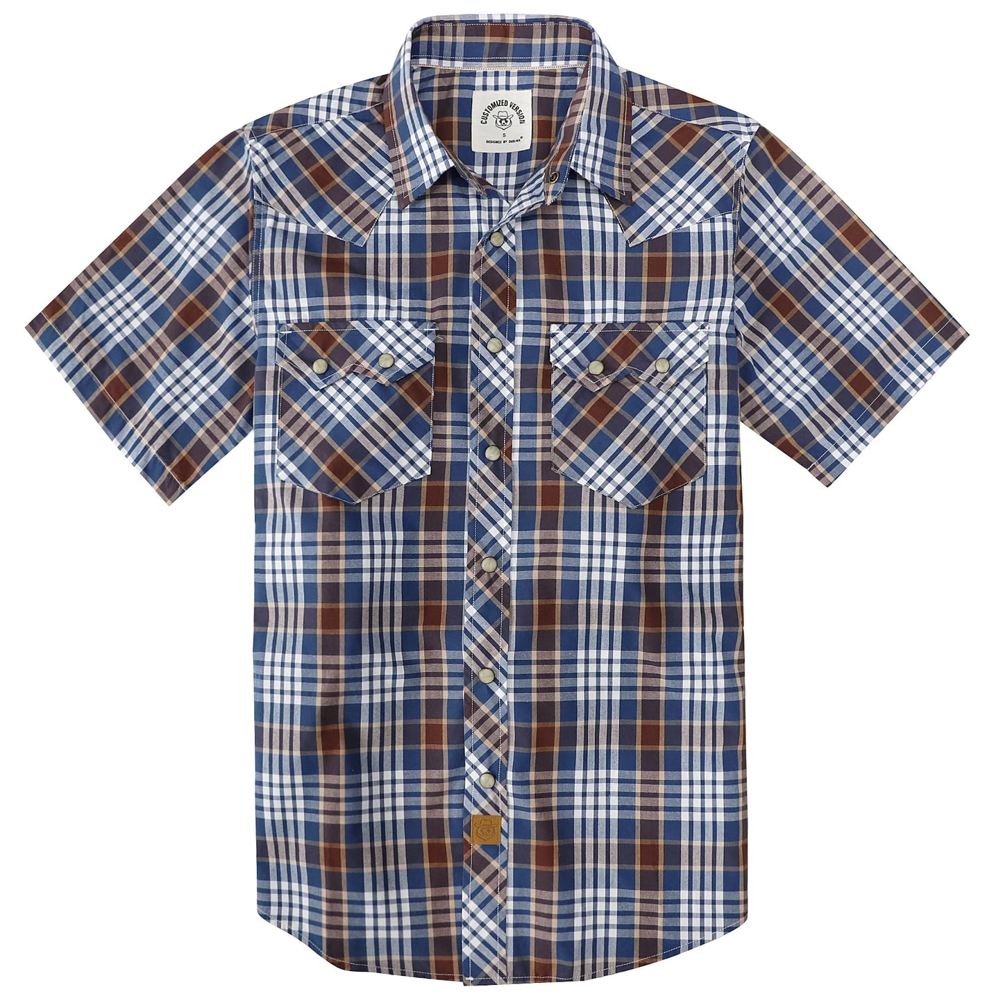 HOTDubinik® Pearl Snap Western Shirts for Men Short Sleeve Cowboy Men's Casual Shirt with 2 Sawtooth Pocket Vintage