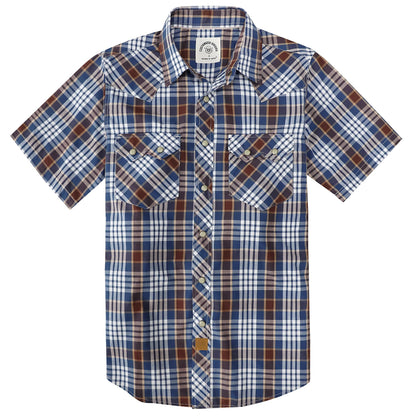 HOTDubinik® Pearl Snap Western Shirts for Men Short Sleeve Cowboy Men's Casual Shirt with 2 Sawtooth Pocket Vintage