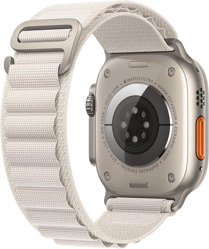 HOTApple Watch Ultra [GPS + Cellular 49mm] Titanium Case with Starlight Alpine Loop, Large (Renewed)