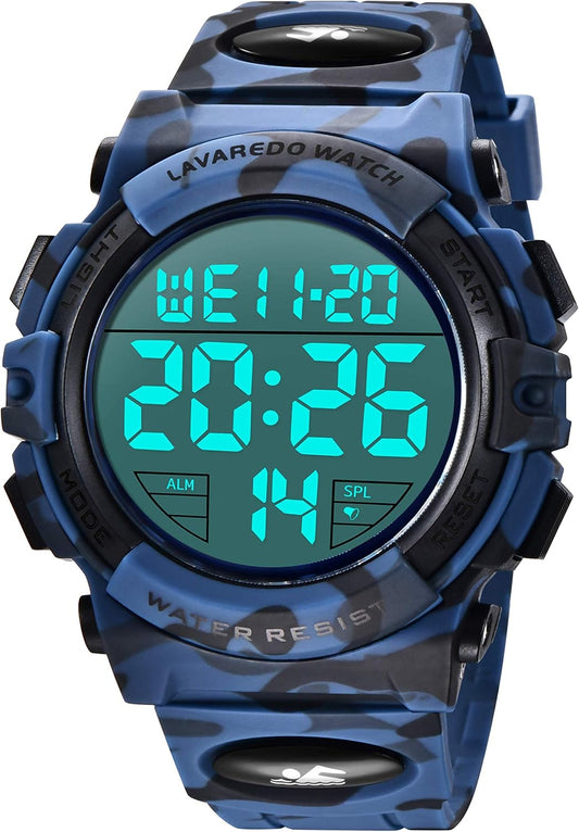 HOTL LAVAREDO Mens Digital Watch Sports Military Watches Waterproof Outdoor Chronograph Wrist Watches for Men with LED Back Ligh/Alarm/Date
