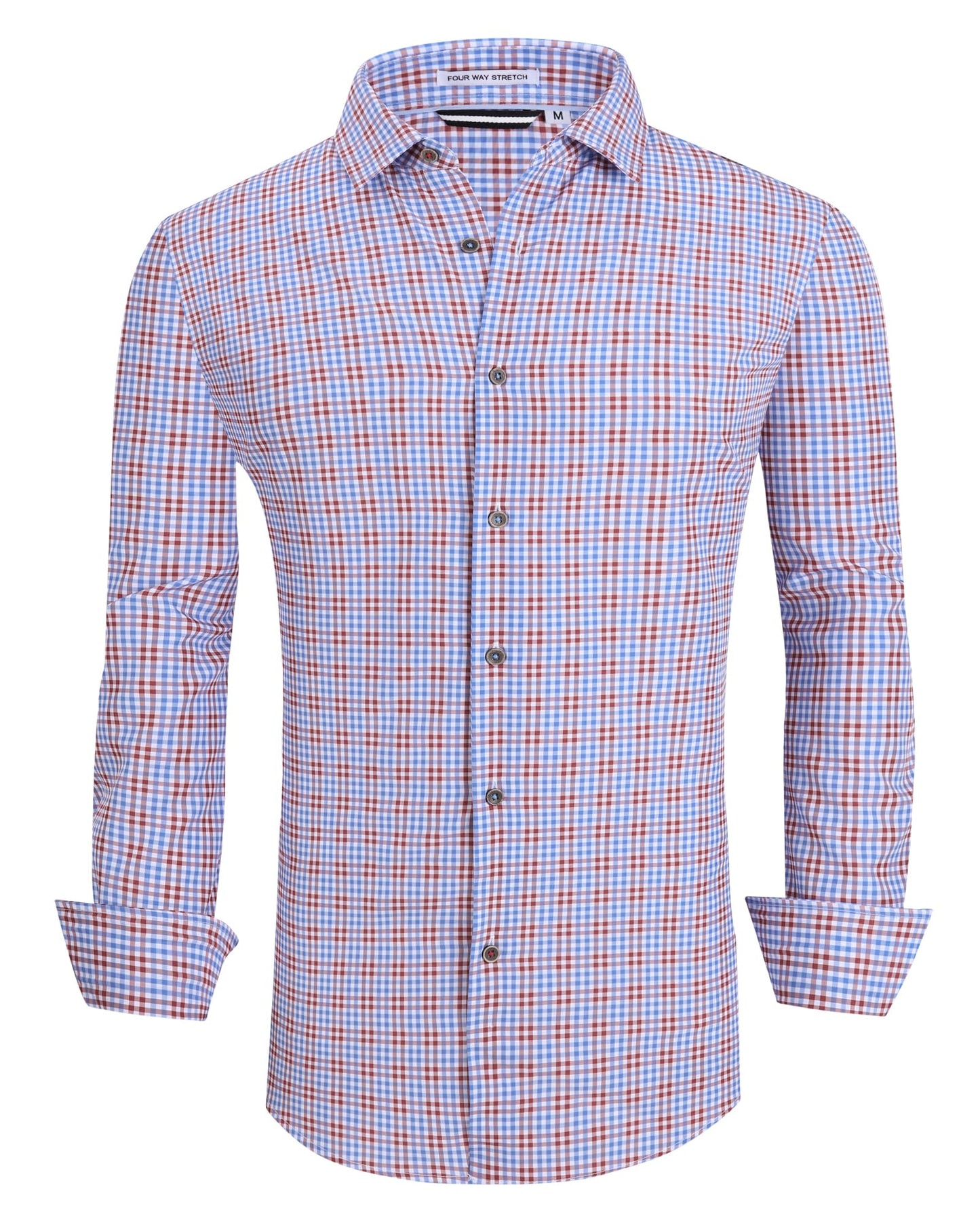 HOTAlex Vando Mens Wrinkle Free 4-Way Stretch Print Business Casual Shirt | Wrinkle resistant, Machine washable, Classic check Pattern, True-to-size cut, Business & Daily, Easy outfit pairing