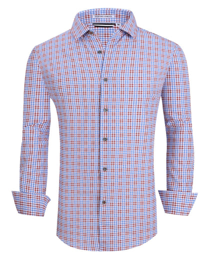 HOTAlex Vando Mens Wrinkle Free 4-Way Stretch Print Business Casual Shirt | Wrinkle resistant, Machine washable, Classic check Pattern, True-to-size cut, Business & Daily, Easy outfit pairing