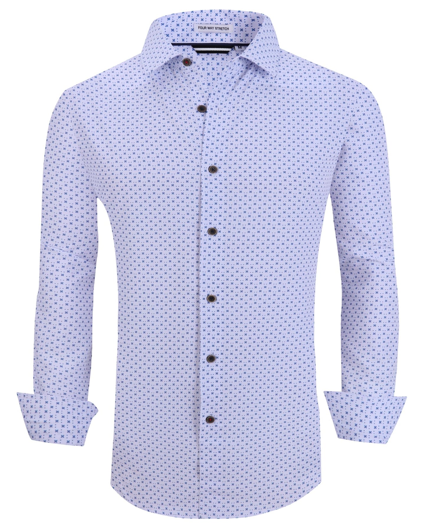 HOTAlex Vando Mens Wrinkle Free 4-Way Stretch Print Business Casual Shirt | Wrinkle resistant, Machine washable, Classic check Pattern, True-to-size cut, Business & Daily, Easy outfit pairing