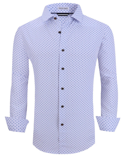 HOTAlex Vando Mens Wrinkle Free 4-Way Stretch Print Business Casual Shirt | Wrinkle resistant, Machine washable, Classic check Pattern, True-to-size cut, Business & Daily, Easy outfit pairing