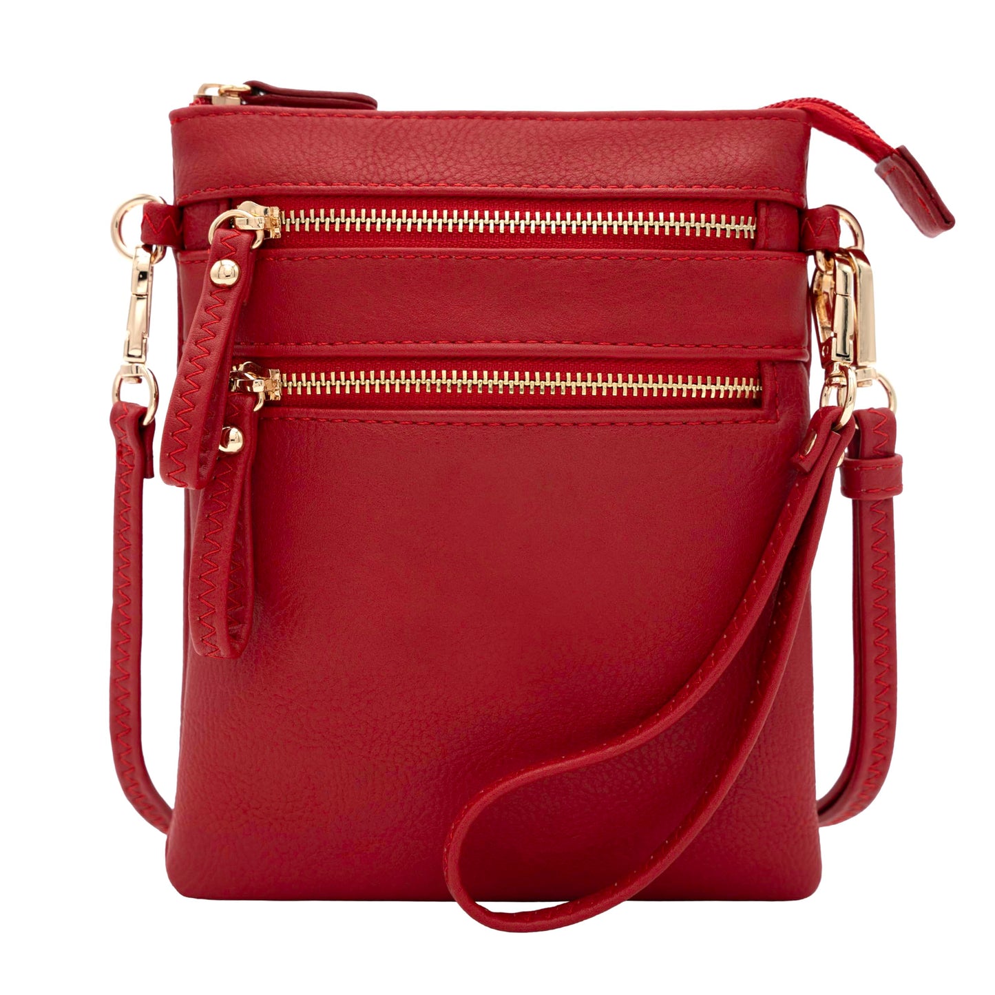 HOTSolene Small Crossbody Bag for Women, Multi Zip Pockets with Detachable Wristlet, Lightweight Travel Purse, Cell Phone Pouch