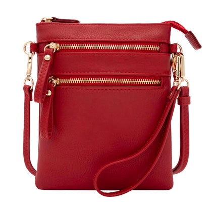 HOTSolene Small Crossbody Bag for Women, Multi Zip Pockets with Detachable Wristlet, Lightweight Travel Purse, Cell Phone Pouch
