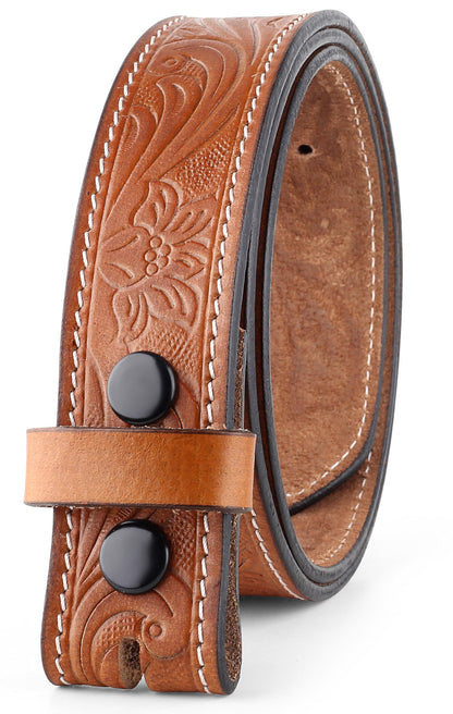 HOTF&L CLASSIC Western Belt without buckle for men – Full Grain Leather Cowboy Belts for jeans - One Piece Leather strap belt
