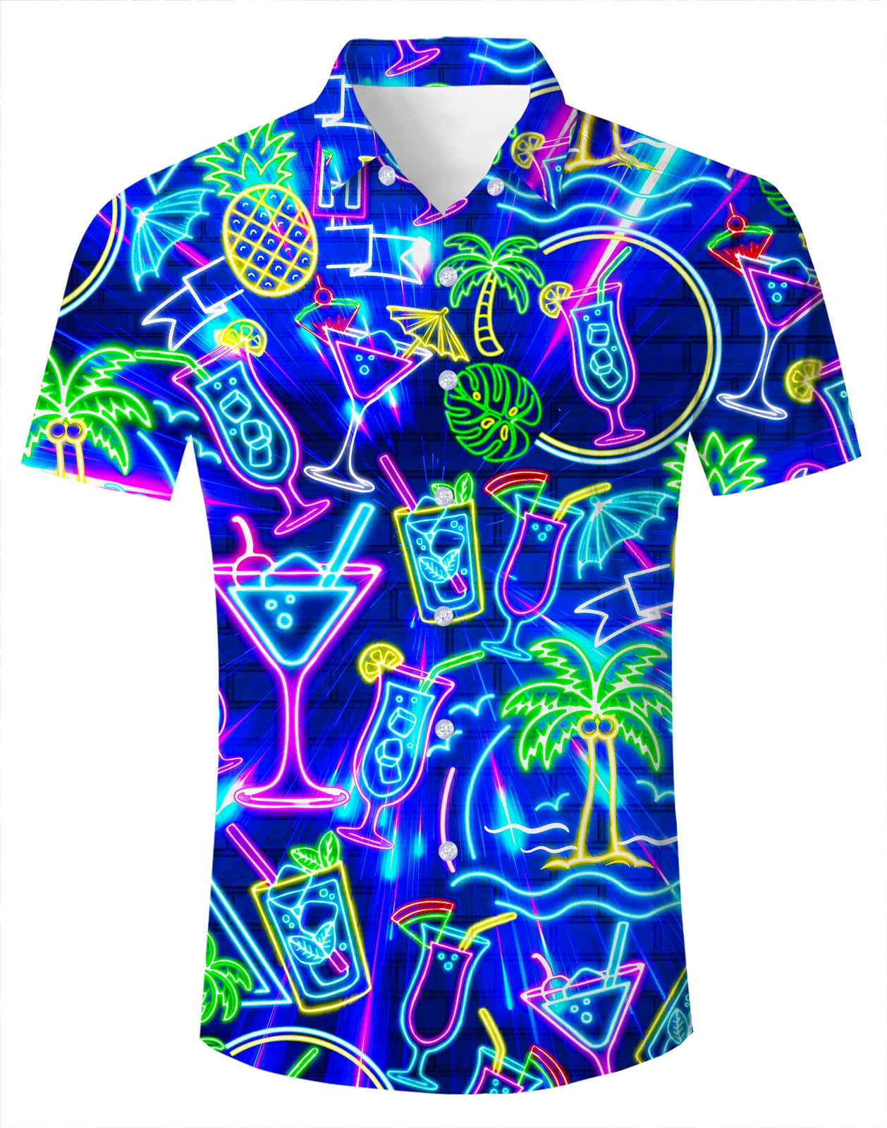 HOTFanient Mens Hawaiian Shirt Summer 3D Print Casual Short Sleeve Button Down Graphic Aloha Dress Shirts