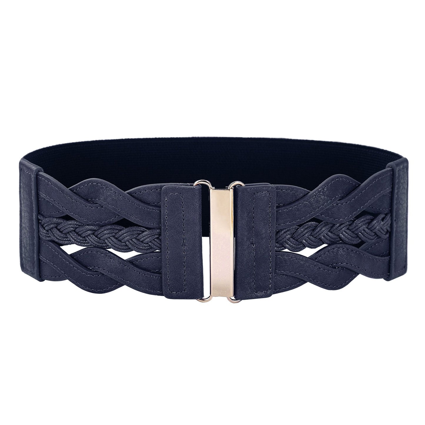 HOTGRACE KARIN Wide Belts for Women Elastic Waist Belt | 3 inch wide stretchy waistband, Woven design, Golden buckle, For dresses skirt, Vintage casual boho western style