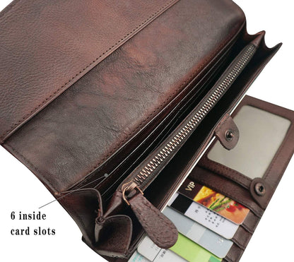 HOTWallets for Women Large Capacity Leather Clutch Wallet Card Organizer Women's Purse