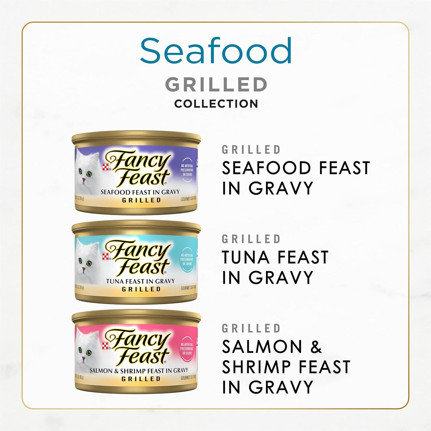HOTPurina Fancy Feast Grilled Wet Cat Food Seafood Collection in Wet Cat Food Variety Pack - (Pack of 30) 3 oz. Cans