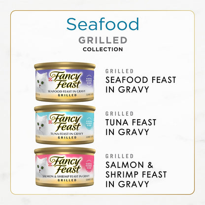 HOTPurina Fancy Feast Grilled Wet Cat Food Seafood Collection in Wet Cat Food Variety Pack - (Pack of 30) 3 oz. Cans