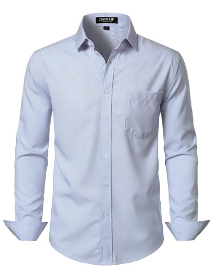 HOTJEMITOP Men Stretch Business Casual Dress Shirts | Regular Fit, Formal, Long Sleeve, Button Down, Tuxedo, Wedding, Prom, with Pocket