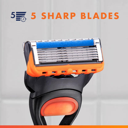 HOTGillette Fusion5 Razors for Men, 1 Razor, 4 Blade Refills, Lubrastrip for a More Comfortable Shave