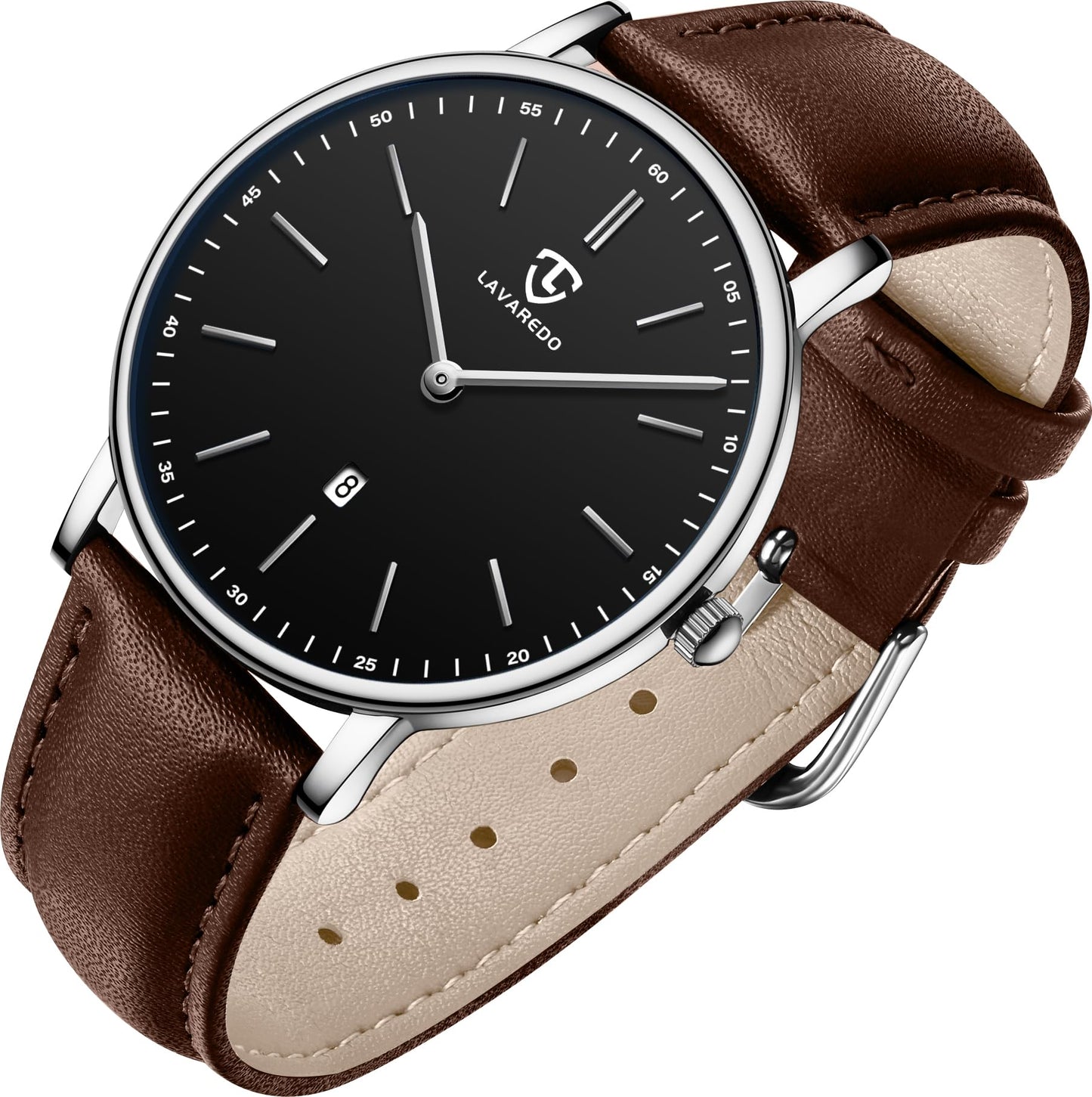 HOTBEN NEVIS Watch, Mens Watch, Minimalist Fashion Simple Wrist Watch Analog Date with Leather Strap