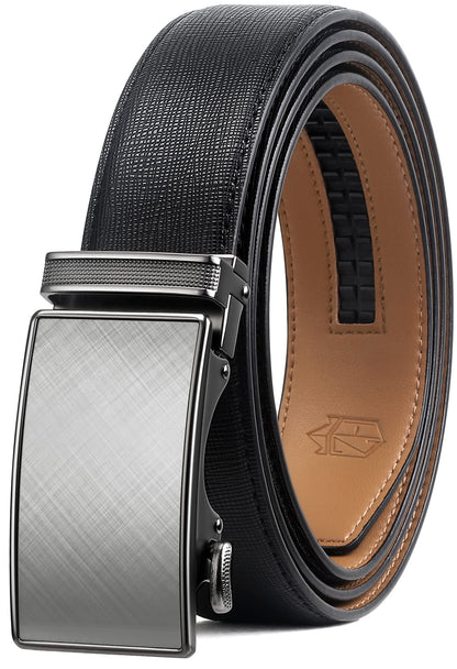 HOTZitahli Belt Men,Leather Ratchet Belt for Men Dress Casual Every Day with Adjustable Buckle,Trim to Fit For Gift