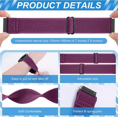 HOTCompatible with 16mm 18mm 19mm 20mm 22mm 24mm Watch Bands Quick Release Replacement Wristband,Adjustable Stretchy Nylon Solo Loop Straps Fabric Braided Sport Elastic Bands for Men Women