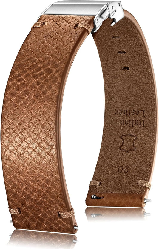 HOTGetalia Italian Leather Watch Band | Tuscany Vegetable-Tanned Full Grain Calfskin Palm Grain Strap, Quick Release Watch Band with Folding Clasp, 18mm 19mm 20mm 21mm 22mm, Soft Strap for Men Women