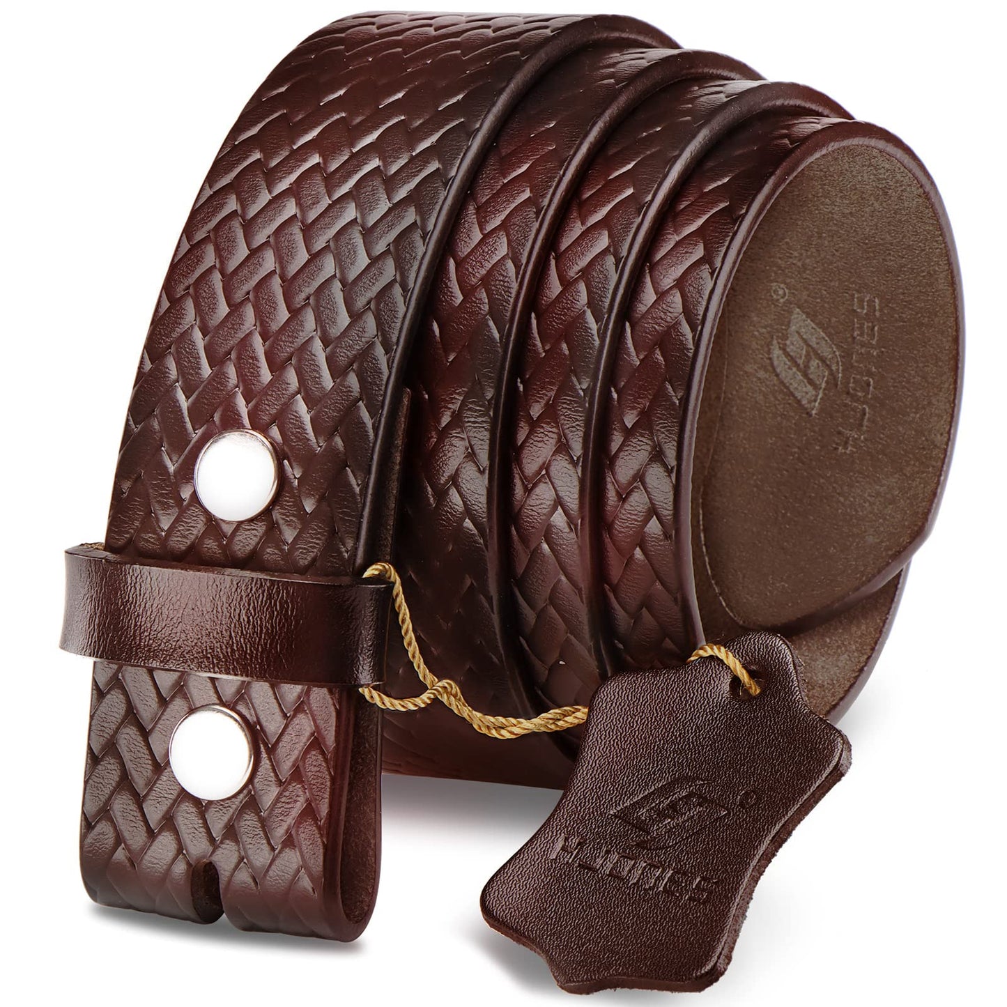 HOTHJones Western Belts for Men without Buckle,Cowboy Belt Buckles for Men,1.5" Wide Genuine Leather Belt No Buckle