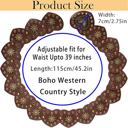 HOTIZUS Women's Western Belt Love-Heart-Waist Boho-Country Cowgirl-Belts for Dresses