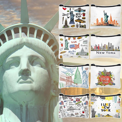 HOTDansydaisy 32 Pcs New York Souvenirs New York Gifts USA Souvenirs Small Canvas Coin Purse Cute Change Purse Zipper Coin Pouch Mini Coin Bag Tiny Pouch for Women Traveler Birthday Gifts