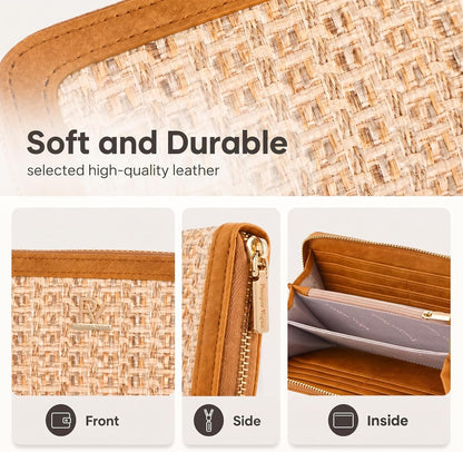 HOTClutch Wallet For Women, Leather RFID Blocking Wallet Women Large Capacity Credit Card Holder, Womens Billfolds and Wallets Gifts for Women Birthday, Ladies Wallet with Phone Holder, Zip Around