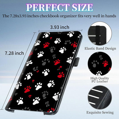 HOTCheckbook Cover for Duplicate Checks,Slim Durable RFID Blocking Checkbook Credit Card Holder for Personal and Business Checks-Cute Dog Paws