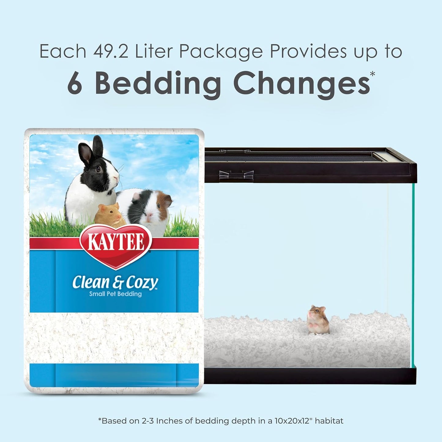 HOTKaytee Clean & Cozy White Paper Bedding, Made for Small Animals, 49.2 Liters